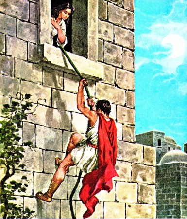 Michal Lets David Down Through The Window